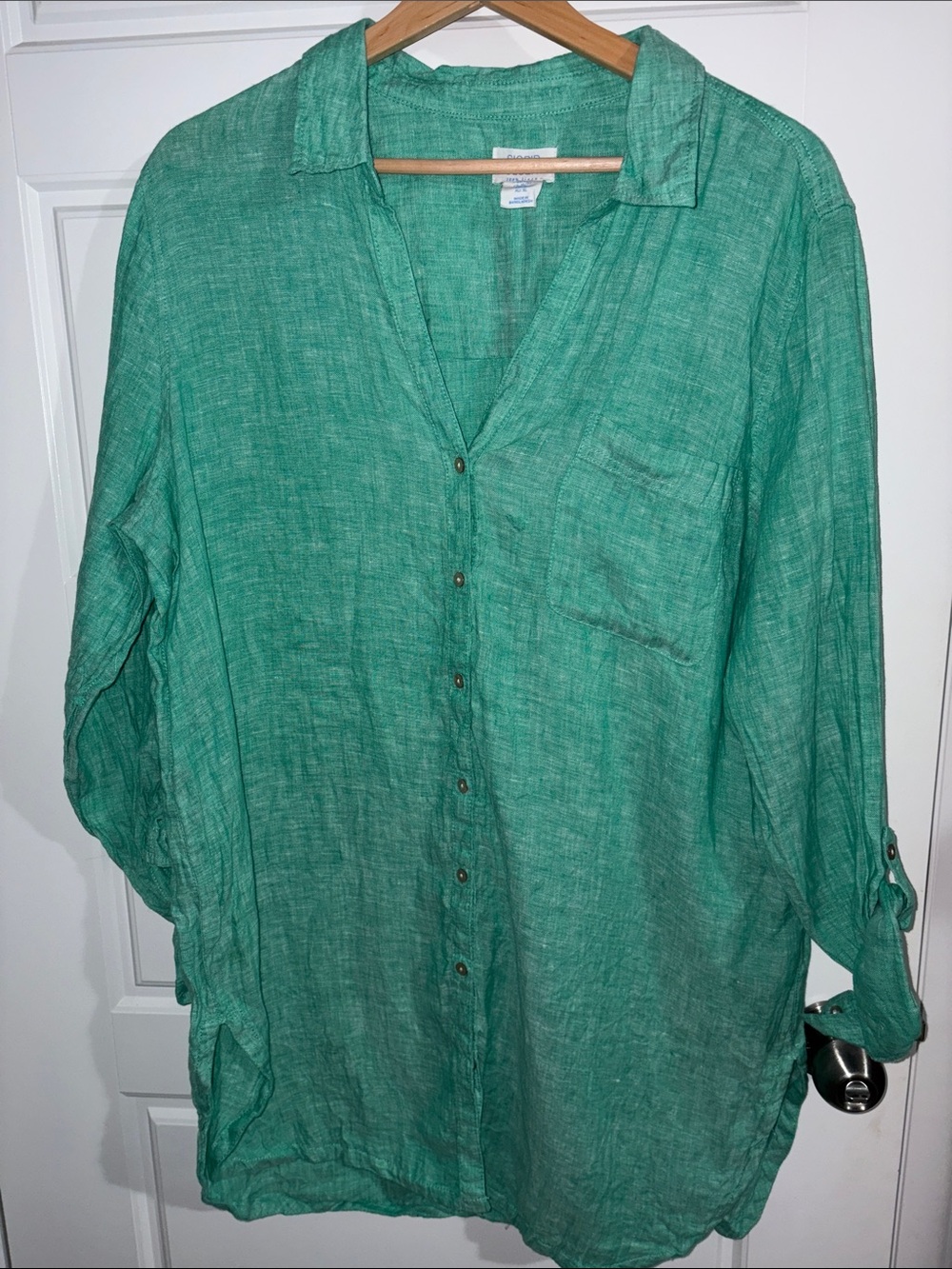 Sigrid Olsen sea Green Casual Button-Down Shirt